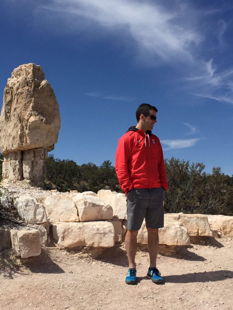 man in red jacket in Portugal