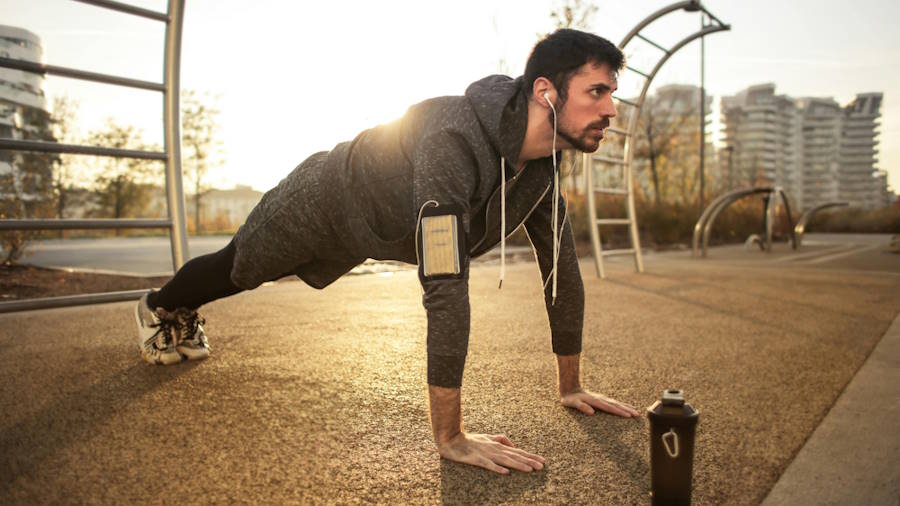 Man exercising plank